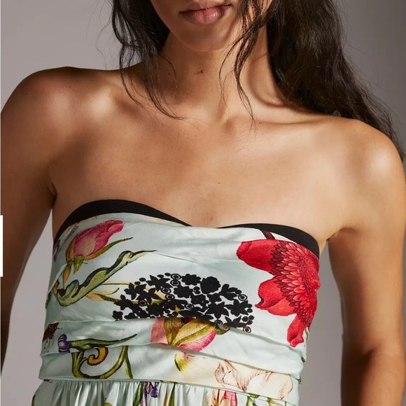 Anthropologie Geisha Designs Strapless Floral Maxi Dress Size 2 - Picture 4 of 16